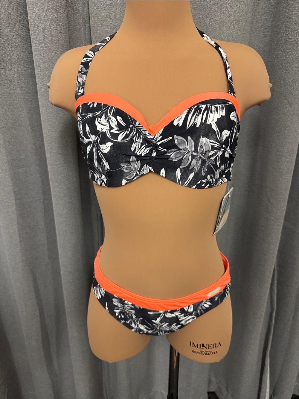 SunSeeker Australia Women's Floral Bandeau Bikini with Coral Trim